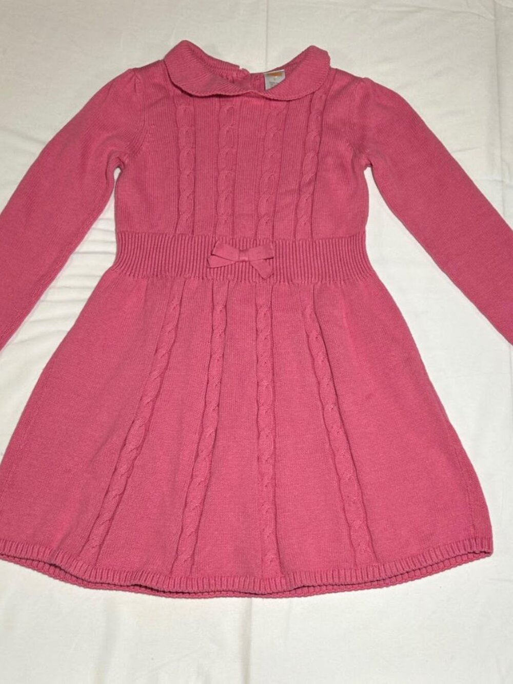 Gymboree Girls Size 8 Pink Long Sleeve Collar Cable Knit Sweater Dress Classic